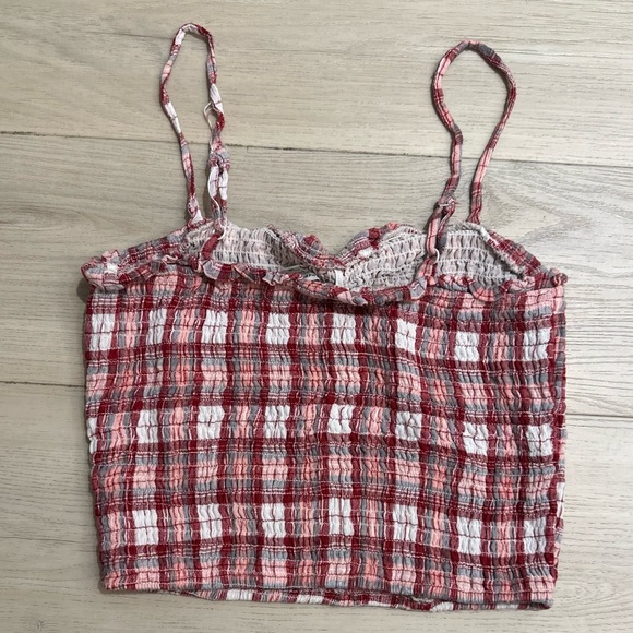 American Eagle Outfitters Red and White Textured Plaid Top size‎ Small - Picture 4 of 7